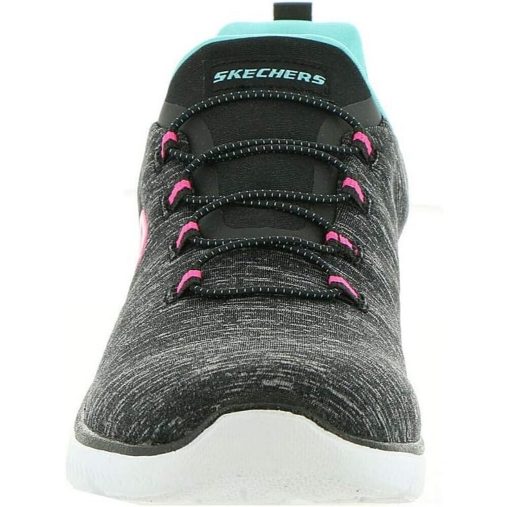 Women's Black/Light Blue 100% Synthetic Summits Quick Getaway Sneakers - Picture 7 of 9